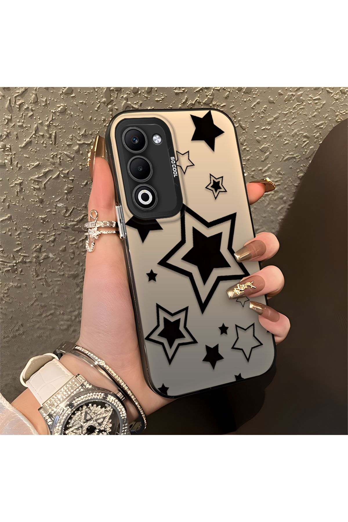OPPO A5 5G Compatible Stars Patterned Silicone Phone Case Edge Hard Rear Anti Fall
