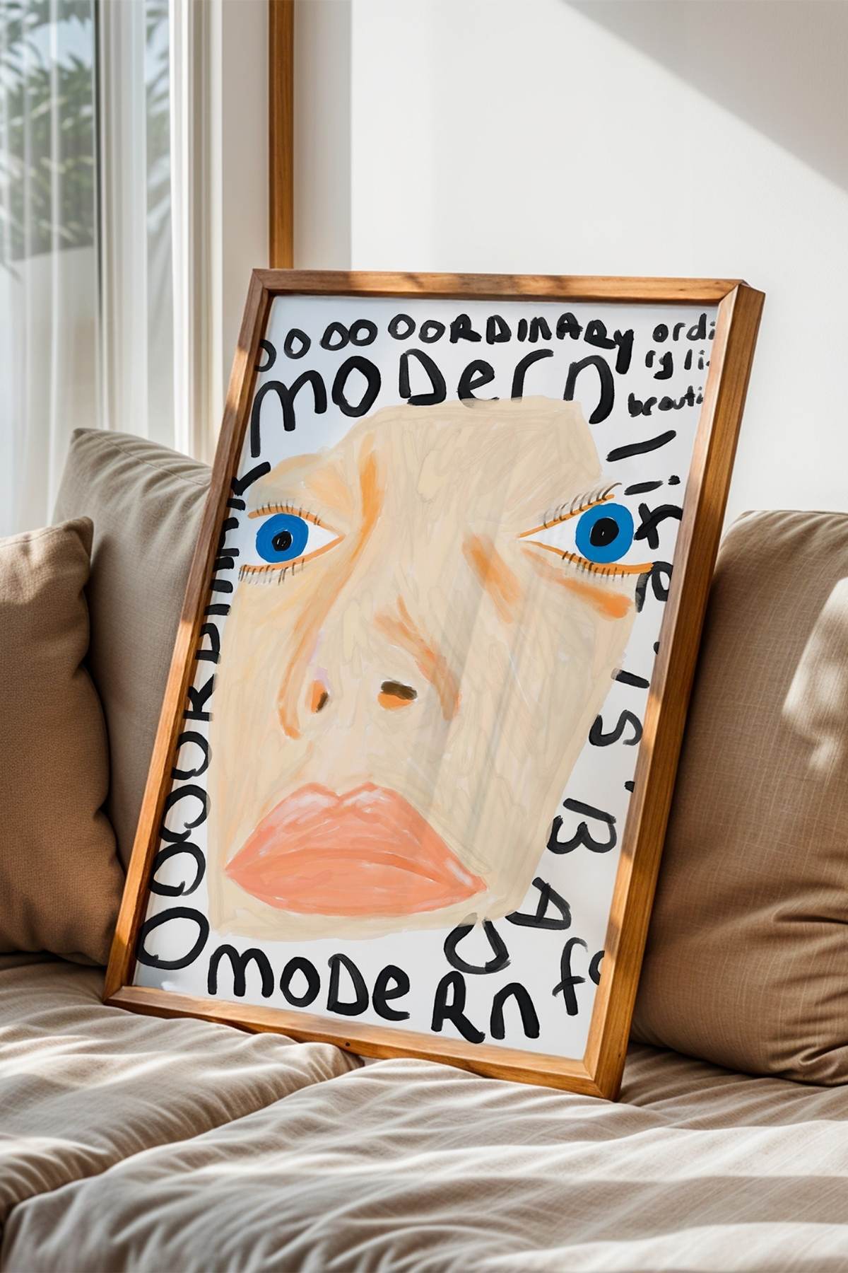 Soyut Yüz Portre Tablo Poster Modern Duvar Dekoru Çerçevesiz