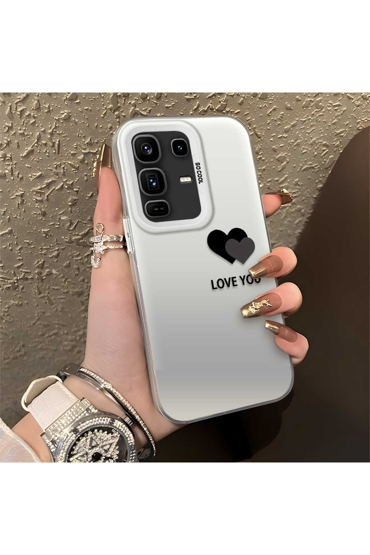 Infinix Note 50 Pro Plus Compatible Heart Patterned Silicone Edge Hard Back Anti Fall Phone Case