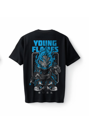 Bumeta Young Flames Urban Oversize Unisex Tişört T-Shirt