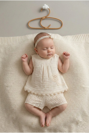 Caramell %100 Pamuk Kız Bebek Takımı Yazlık İkili Set (3-18 AY ARASI)