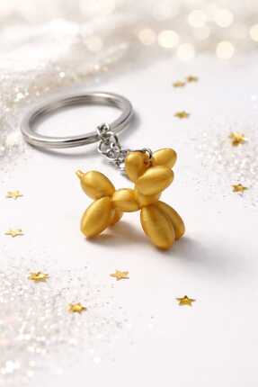 Lumiyo Gold Balon Köpek Anahtarlık