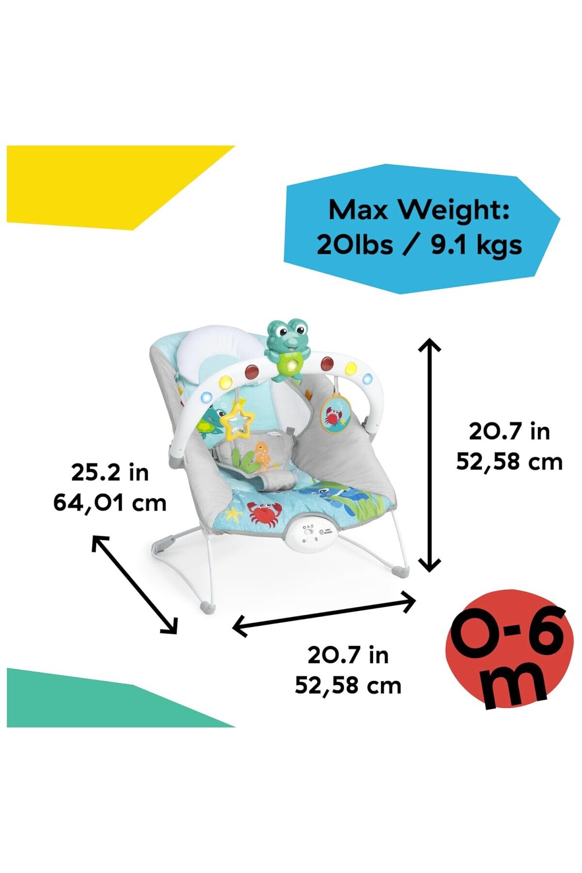 AyrStore Ocean Explorers Müzikal Zıpzıp Yenidoğan Koltuğu, Kick To It Neptune, Üniseks, 0-6 A fotoğrafı 3 (önizleme)