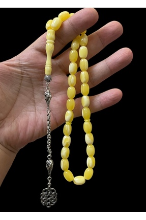 Trikala Sarı Arpa Kesim Damla Benzetmesi Sıkma Kehribar Tesbih 12x8,5 mm