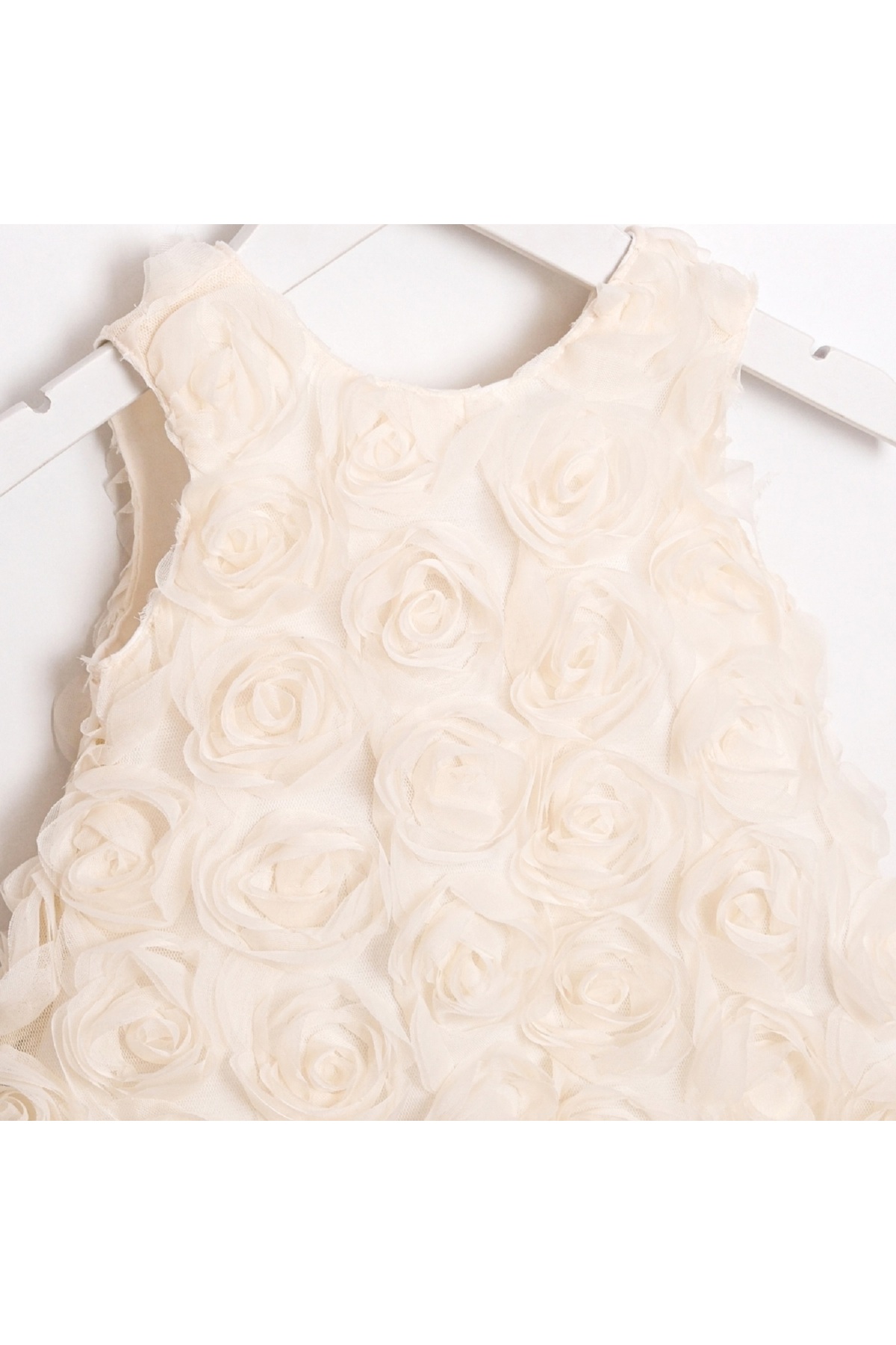 Cumino Kız bebek 3 boyutlu çiçekli abiye elbise 2 parça külot elbise arkası fiyonklu fotoğrafı 6 (önizleme)