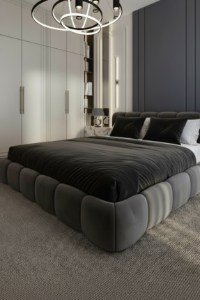 FARCY 3'lü Kadife Kumaş Dekoratif Yatak Örtüsü & Fermuarlı İç Dolgulu Dikdört...