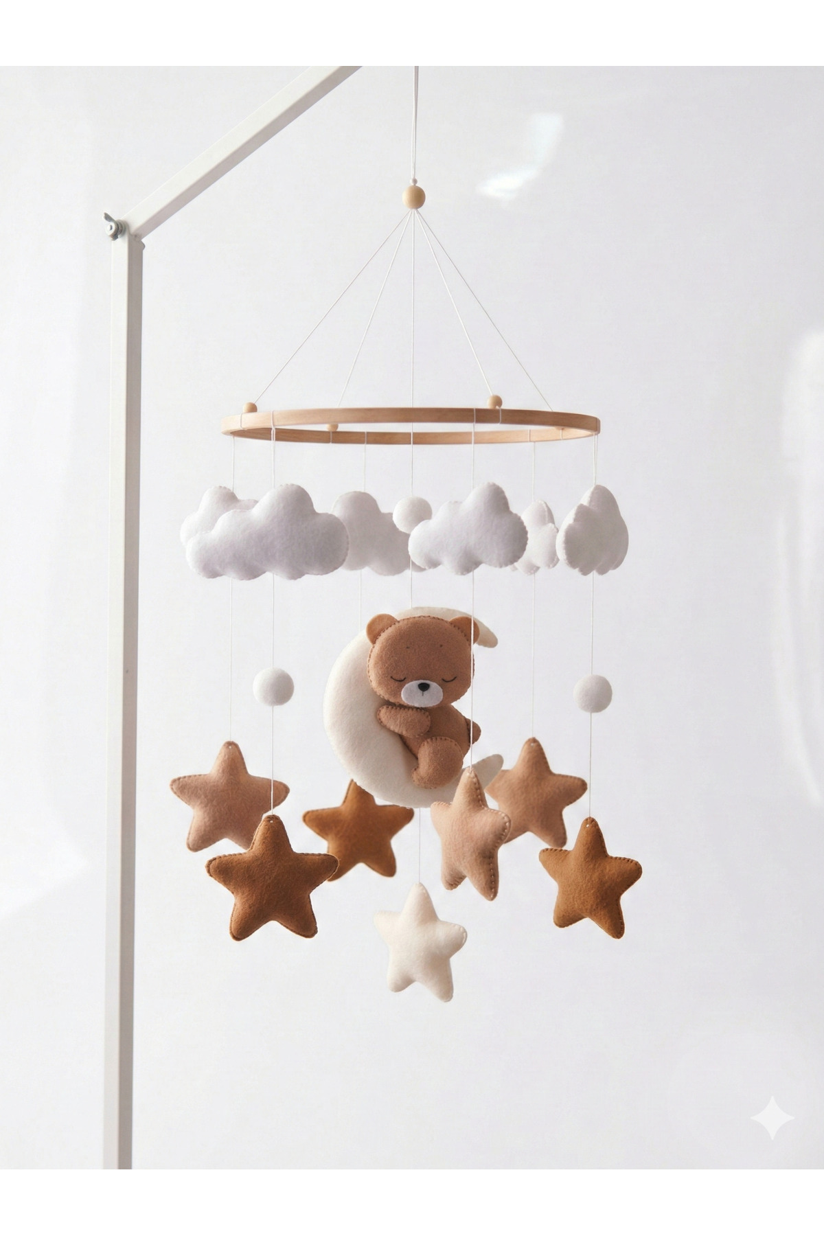 TREND METFİQ DECORATİON Müzikli El Yapımı Keçe Bebek Dönencesi Beşik Yanı Süsü Bebek Odası Dekorasyonu Anne Bebek Yanı fotoğrafı 4 (önizleme)