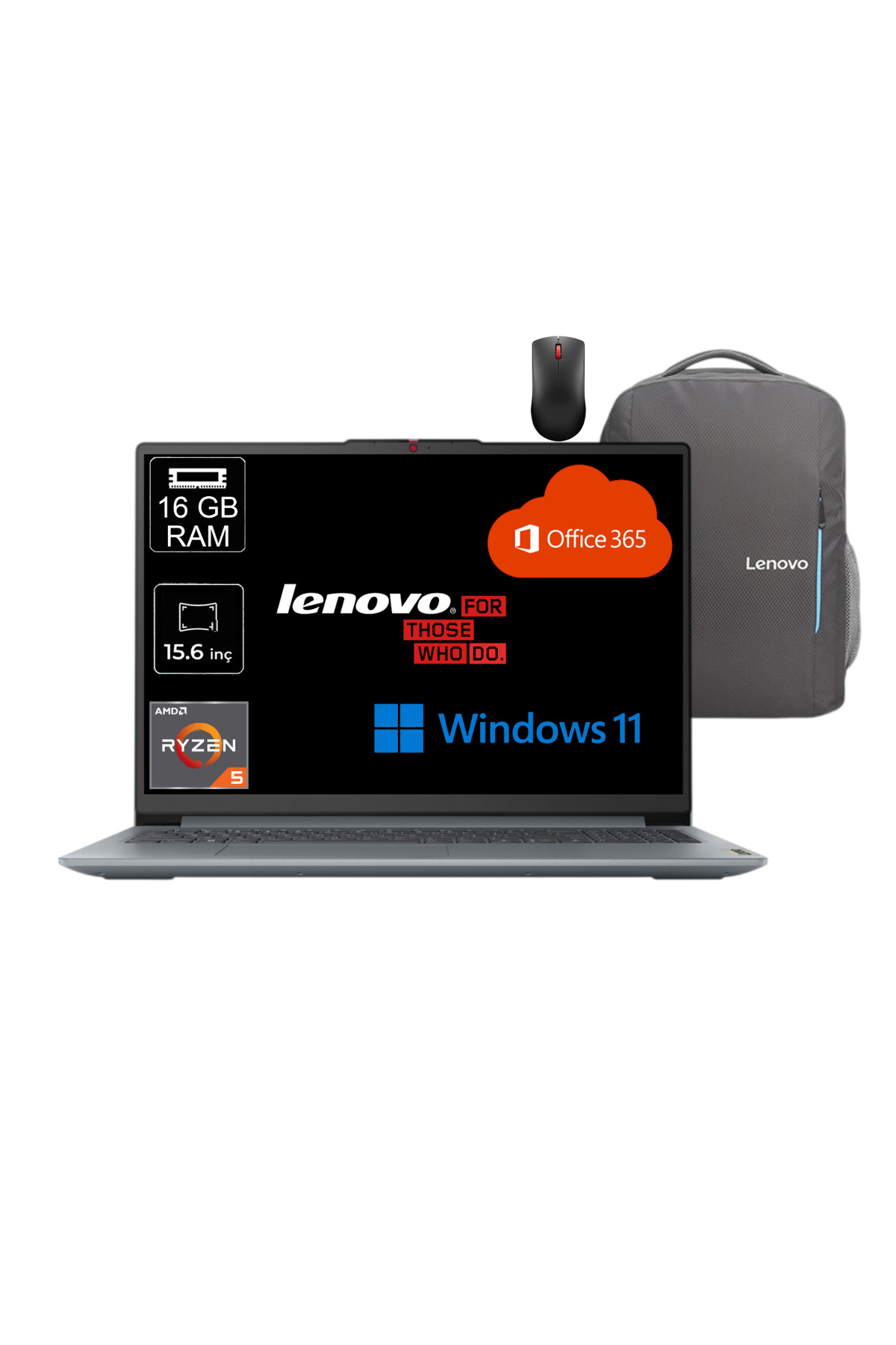 LENOVO IdeaPad Slim 3 AMD Ryzen 5 7520U 16 GB Ram 512 GB SSD 15.6" FHD W11P+ÇANTA+MOUSE İşlemci