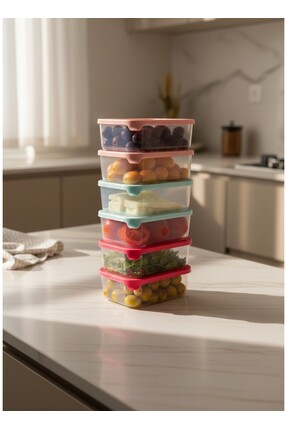 VİLORA HOME 6’lı Renkli Kapaklı Şeffaf Kahvaltılık Seti & Saklama Kabı – Kili...