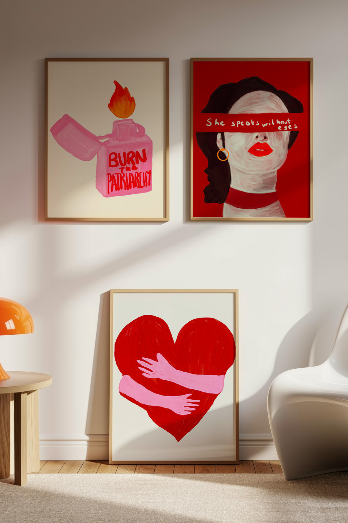 3’lü Feminist Yazılı Tablo Poster Seti Kadın Figürlü Çerçevesiz
