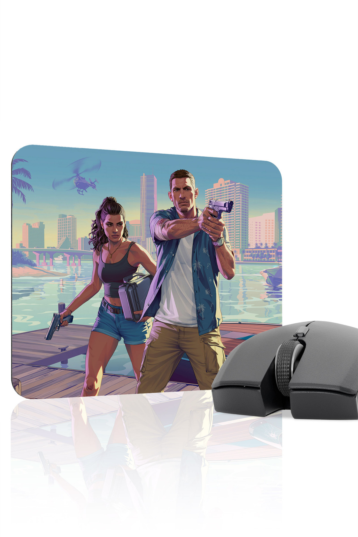 GTA 6 Rubber Gaming Mousepad V3 with Anti-Slip Stitching - 22X18 Gaming Mouse Pad