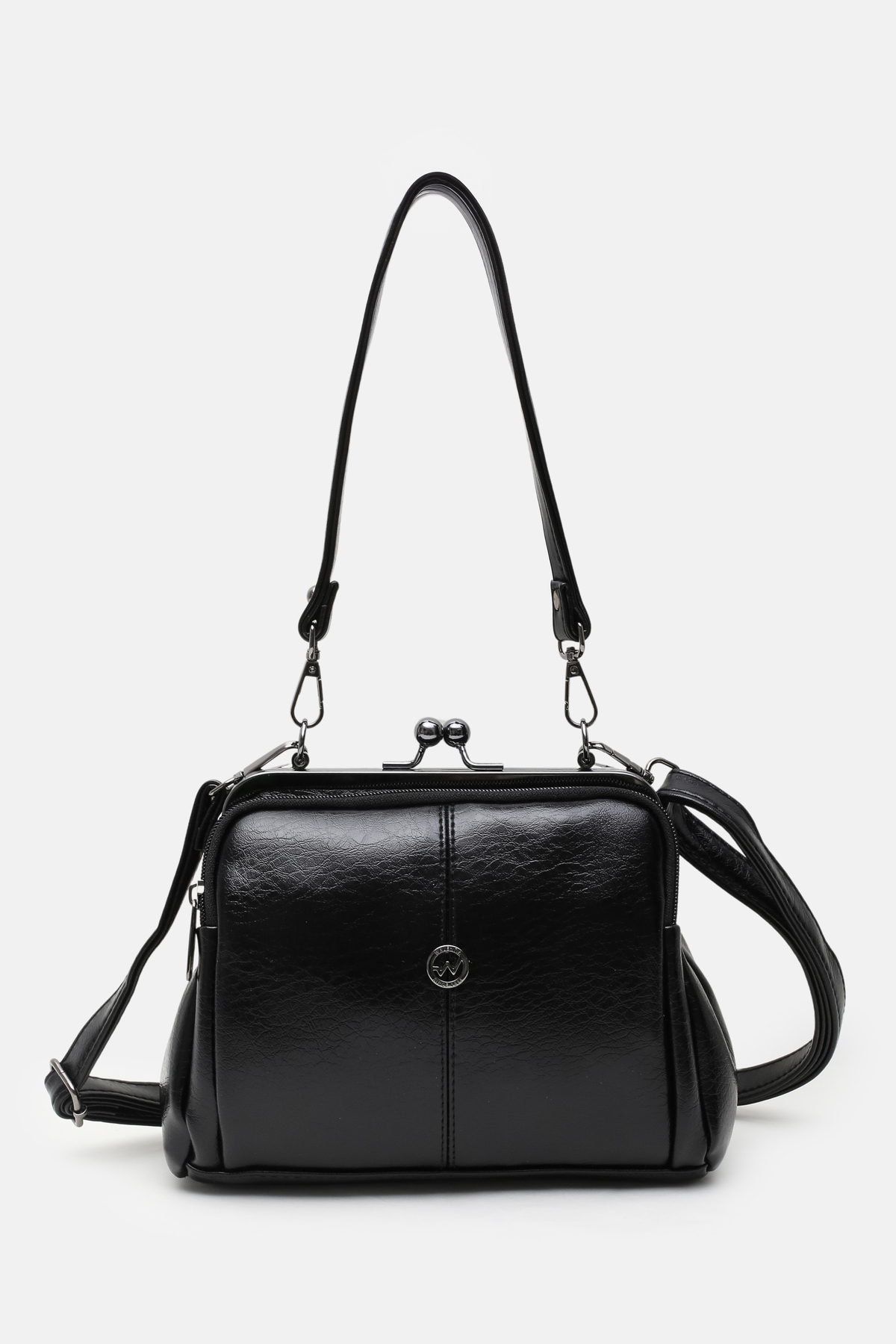 Cochines  Kadın Siyah 4 Bölmeli Astarlı Burslu Ve Fermuar Kapama El Kol Ve Omuz Çantası