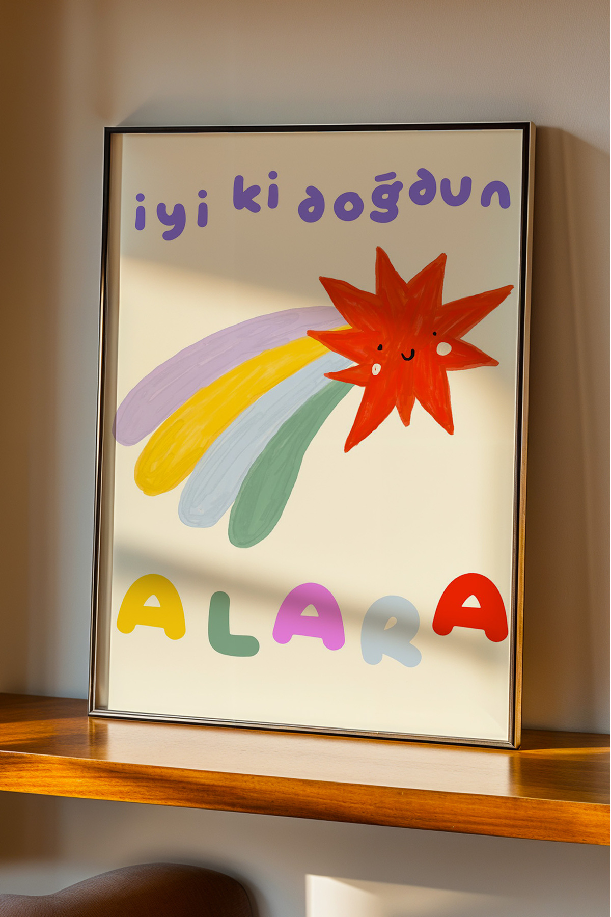 Kişiye Özel İyi Ki Doğdun İsimli Çocuk Odası Tablo Posteri Çerçevesiz