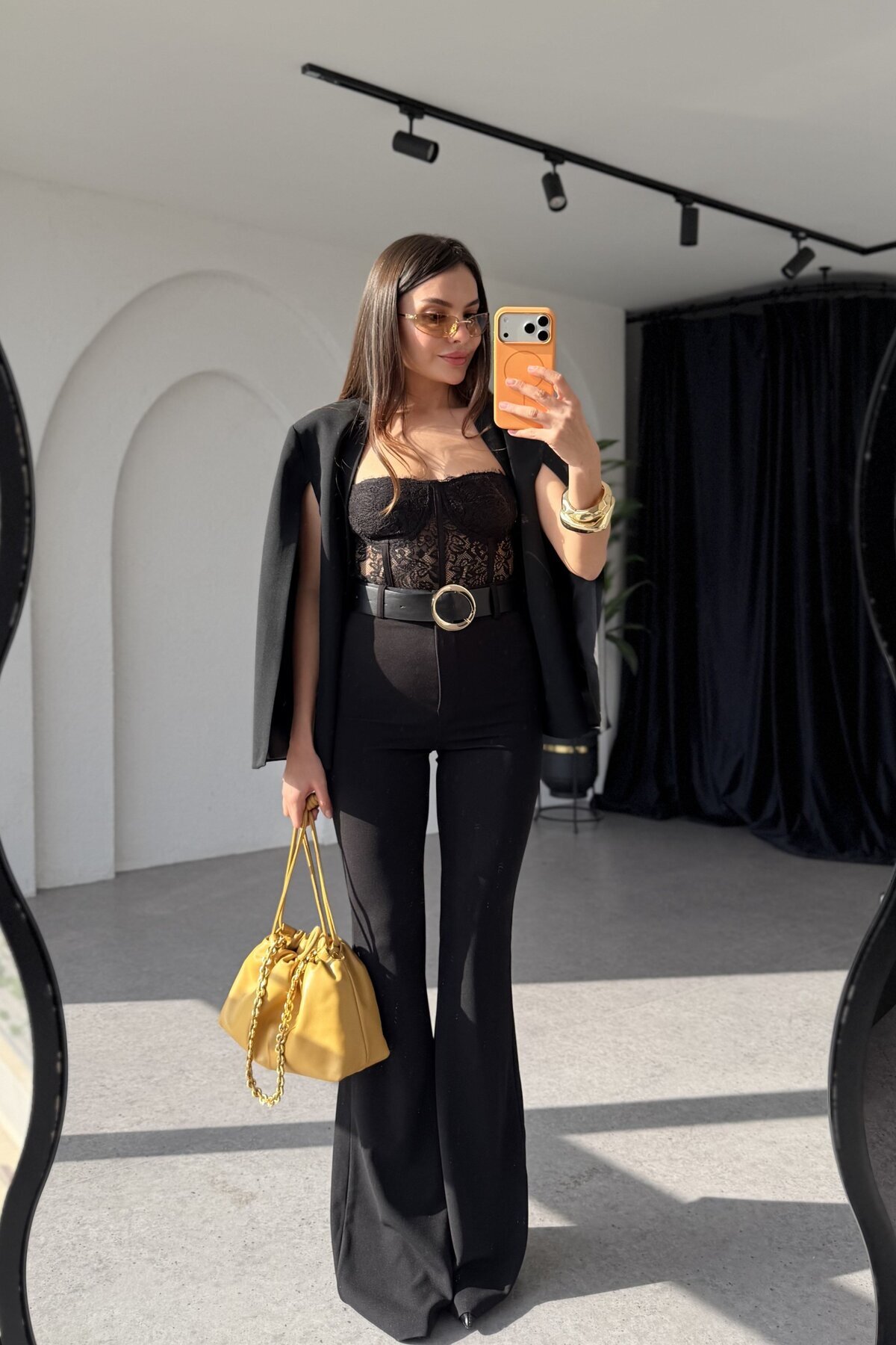 Gizem Ecemiş Leny Siyah Panço Ceket görsel 2