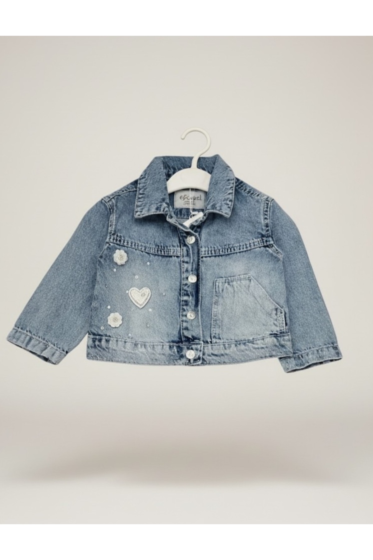 Escabel Çiçek Süslemeli Denim Mont fotoğrafı 2 (önizleme)