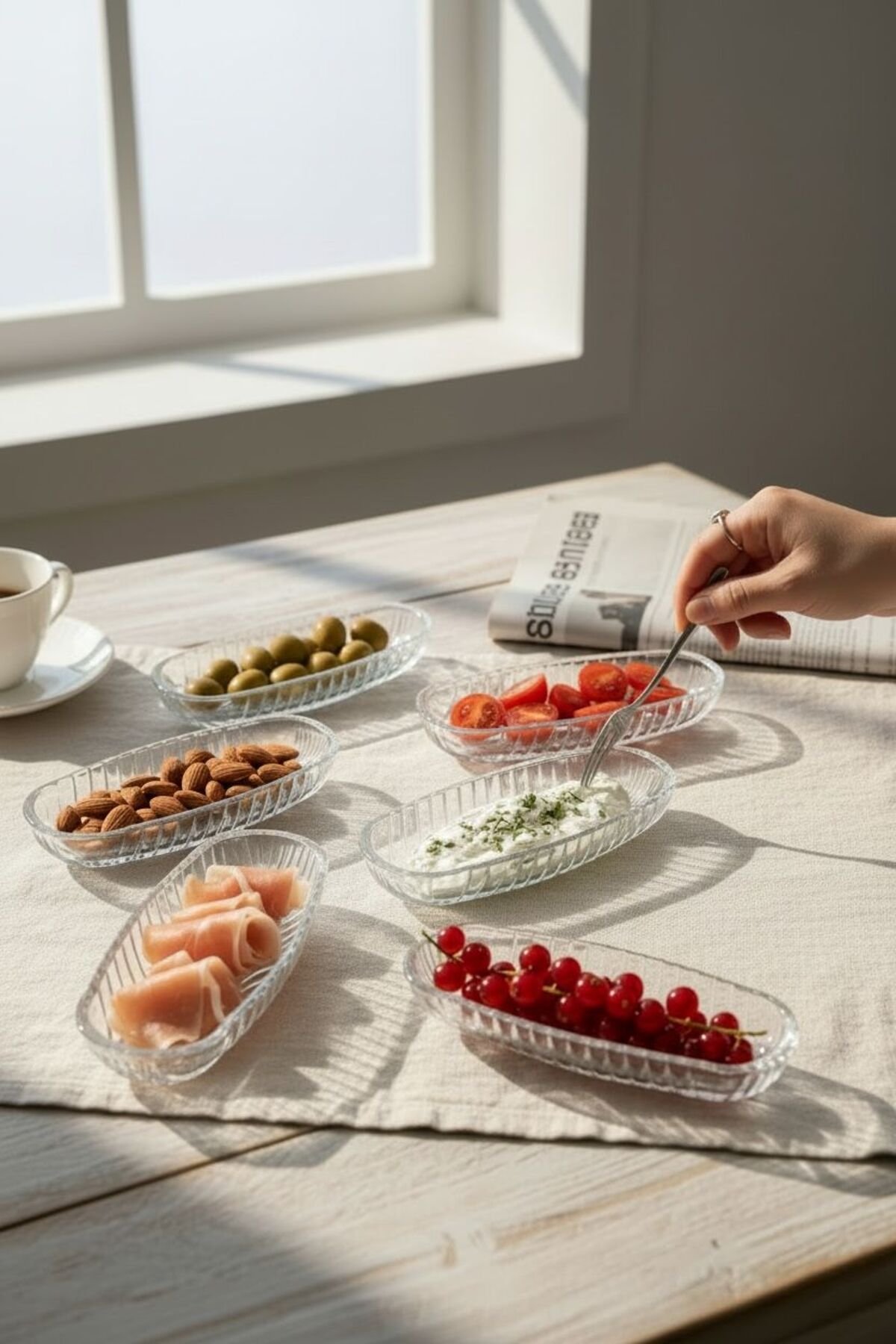 Santa Şık 6’lı 14 cm Kayık Meze & İkram Tabağı Seti 100 ml