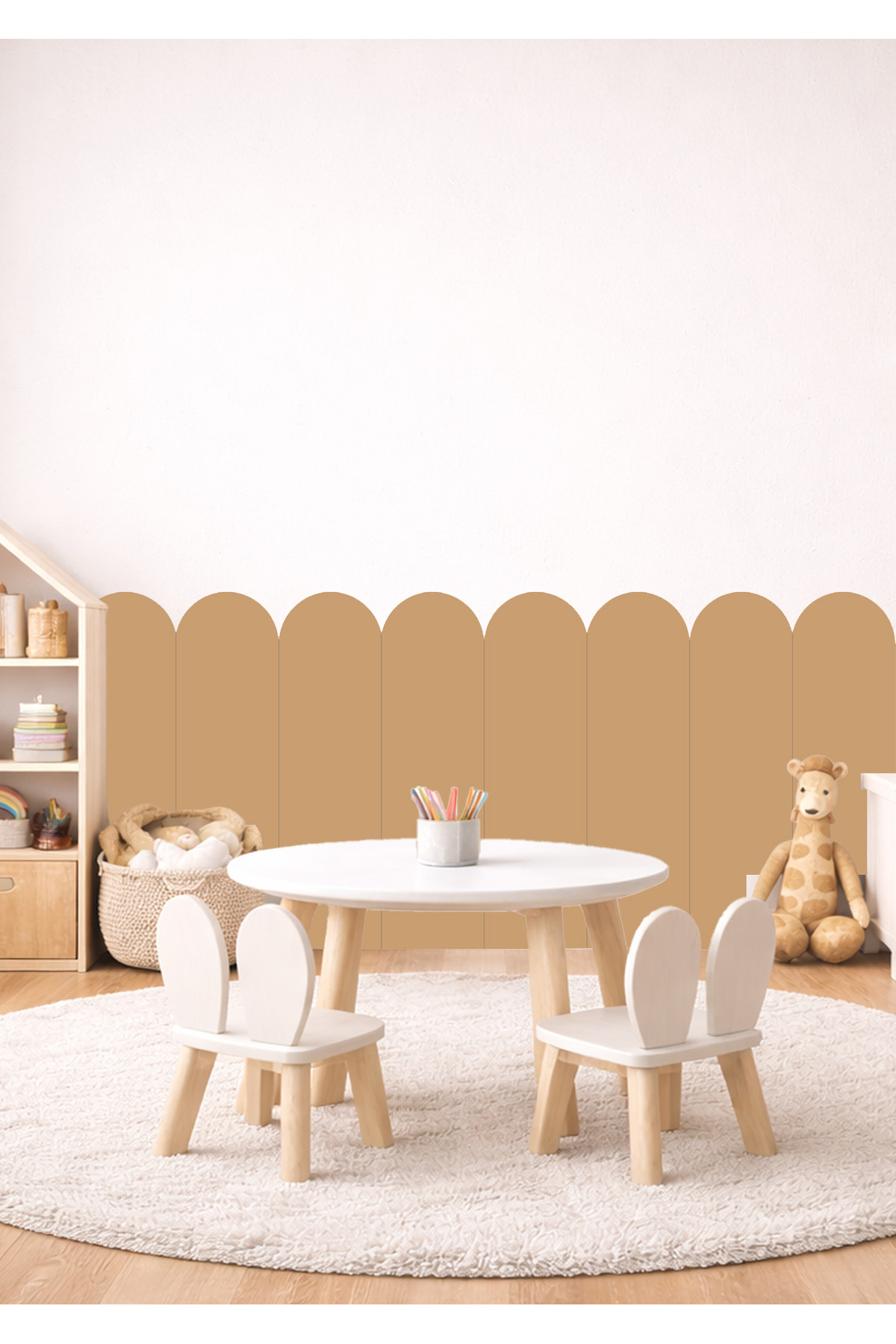 Oval Curved Striped Wall Cladding Panel Foil Sticker Set
