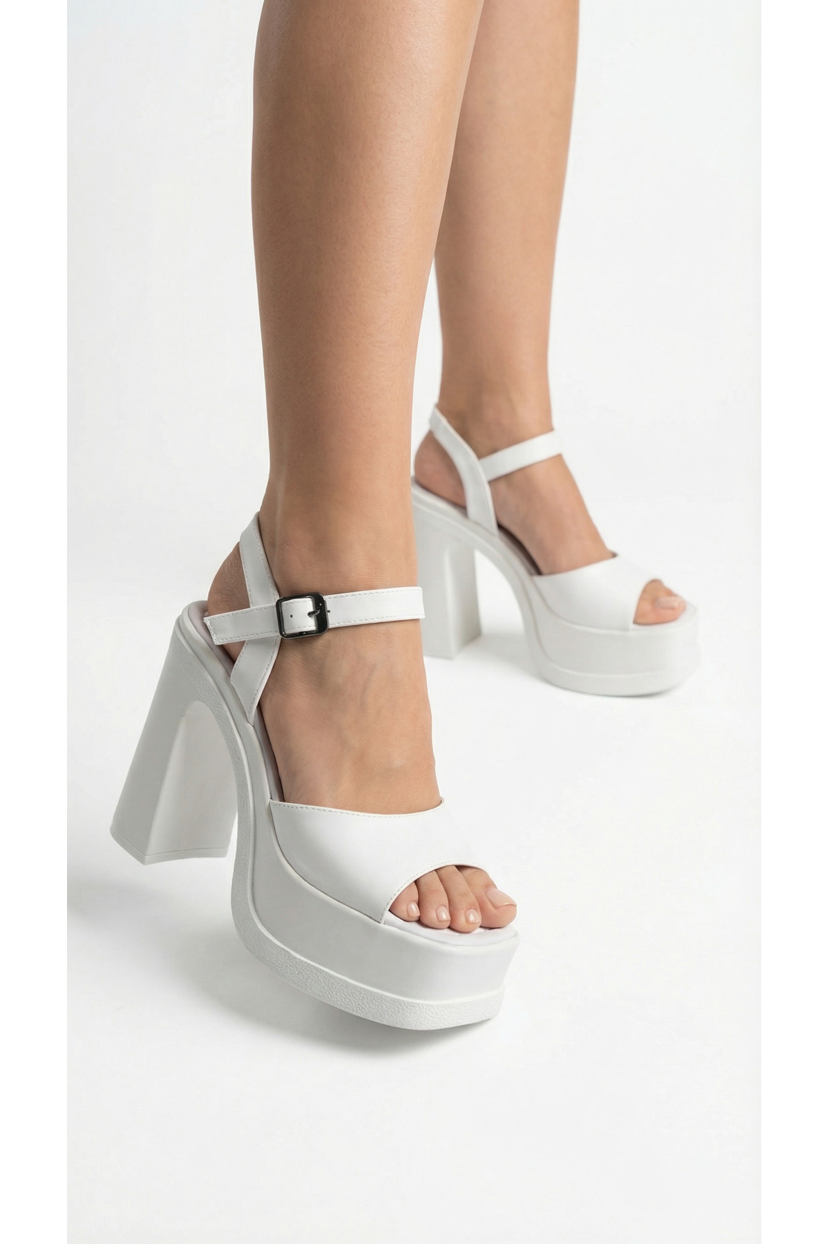 High Platform Padding Heel Skin Buckle Summer Women Padding Sole Sandals Shoes