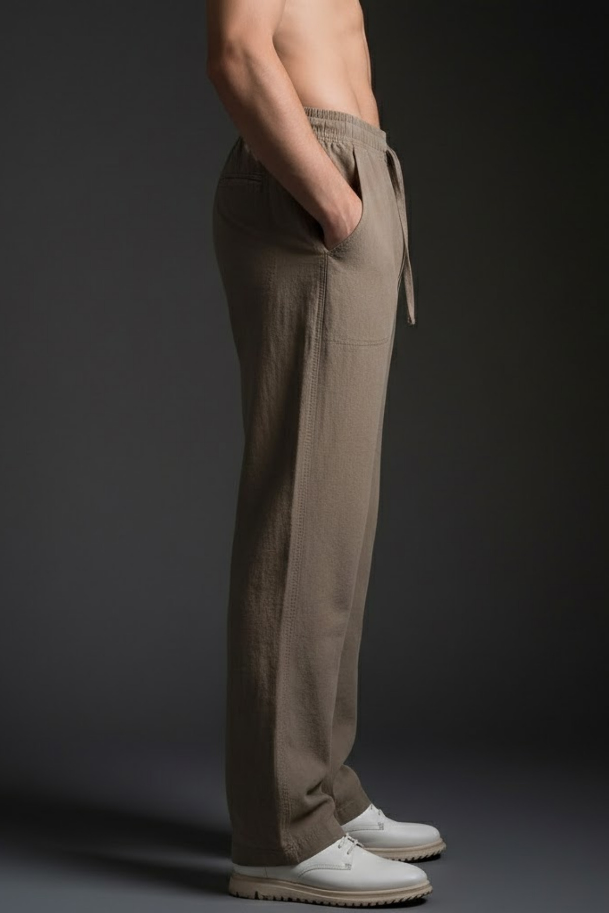 COMBİNE MİCHAİL  Erkek Bel Lastikli Salaş 2 Li Keten Pantolon - Görsel 5