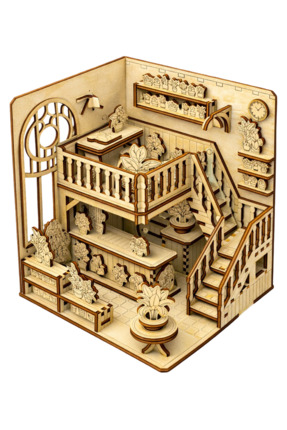 ALGWOOD Greenhouse Ahşap Minyatür Diorama Maketi - 90 Parça MDF Book Nook Min...