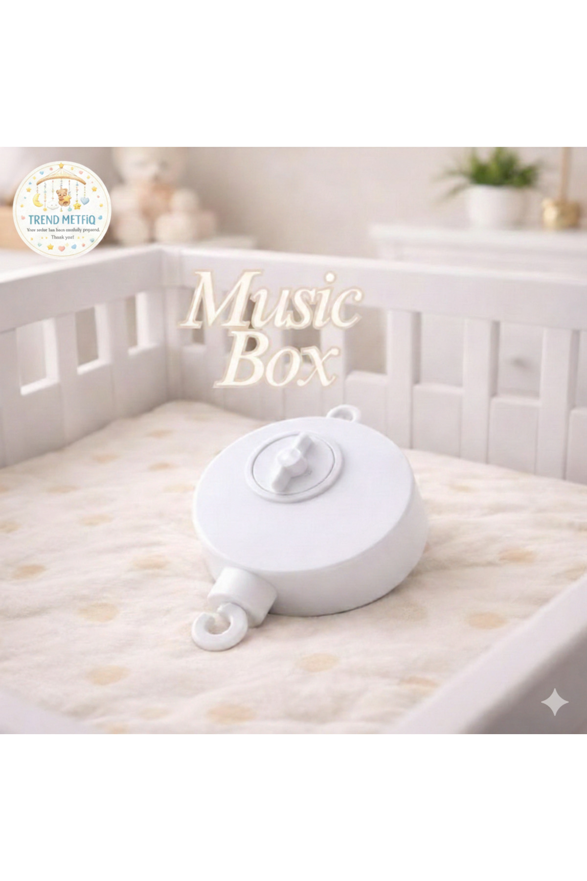 TREND METFİQ DECORATİON Müzik Kutulu Bebek Dönencesi - El Yapımı Keçe Beşik Üstü Oyuncak - Baby Shower Hediyesi fotoğrafı 2 (önizleme)