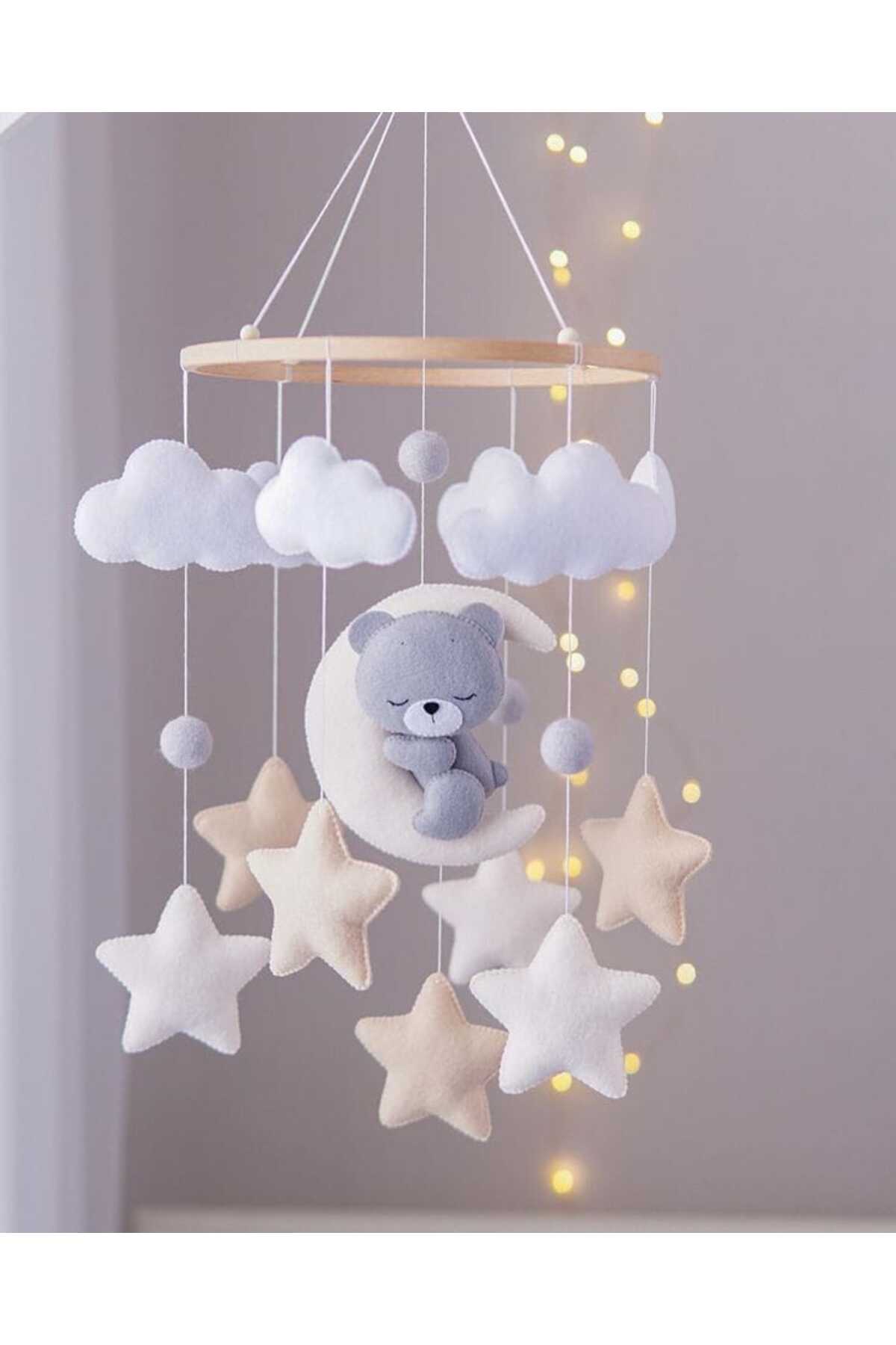 TREND METFİQ DECORATİON Müzik Kutulu Bebek Dönencesi - El Yapımı Keçe Beşik Üstü Oyuncak - Baby Shower Hediyesi fotoğrafı 5 (önizleme)