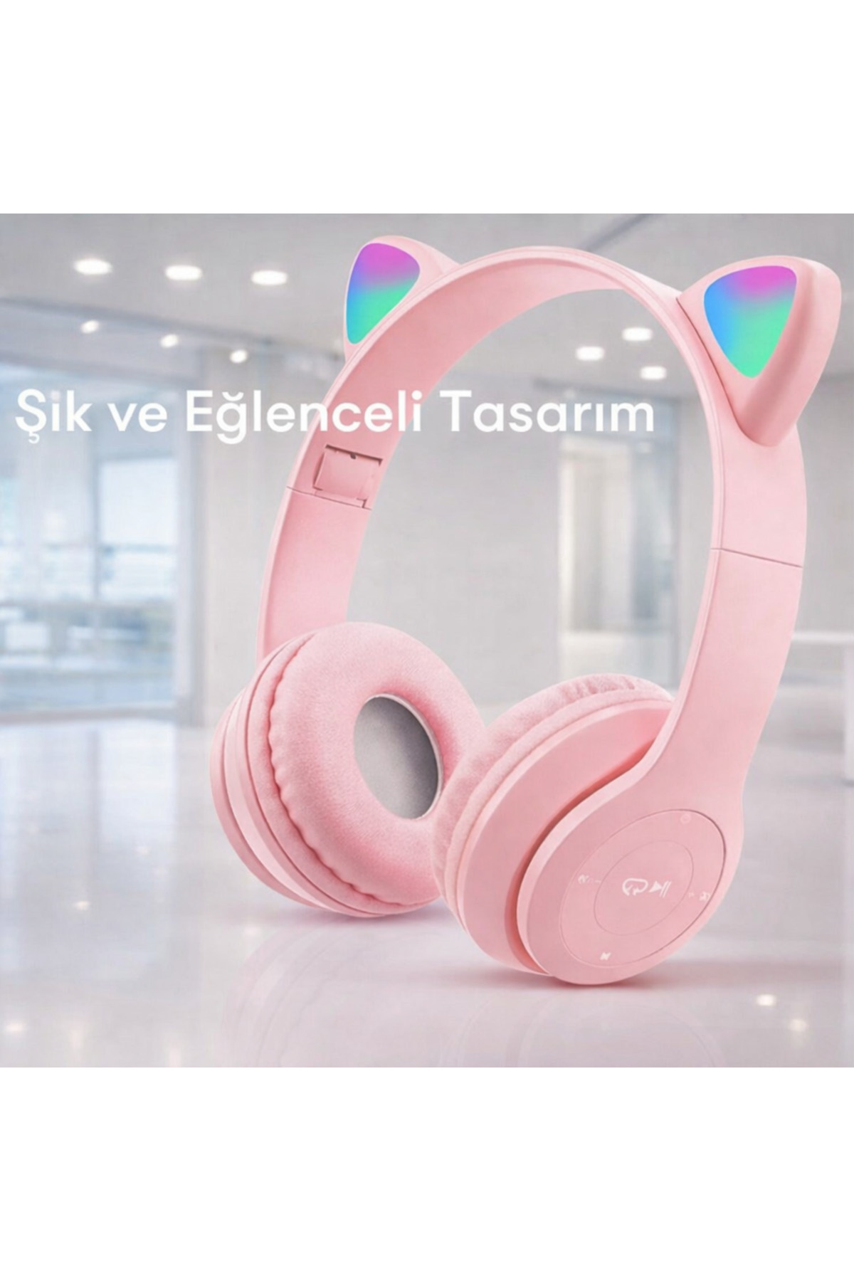 Fun Lightweight Bluetooth Headphones for Kids with Colorful Lights and Soft Design....