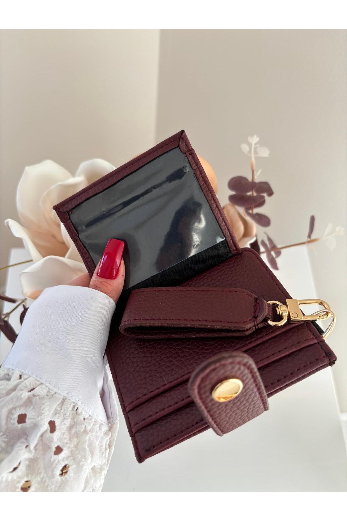 lalettobags  Kadın Bordo Anahtarlık Detaylı Cüzdan - Görsel 4