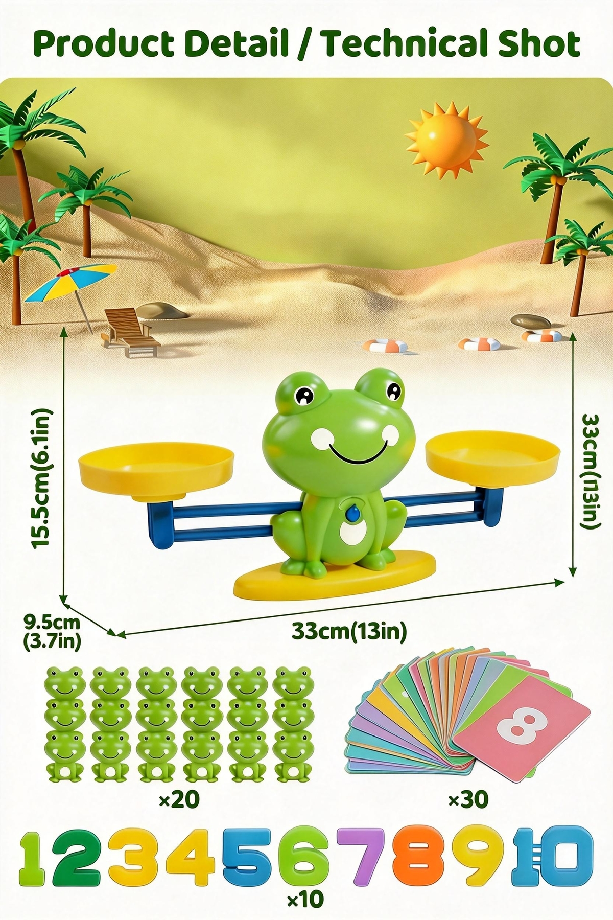 BBSKY Montessori Matematik Dengesi Kurbağalı Terazi - Eğitici Sayı Sayma ve Zeka Gelişim Oyunu fotoğrafı 3 (önizleme)