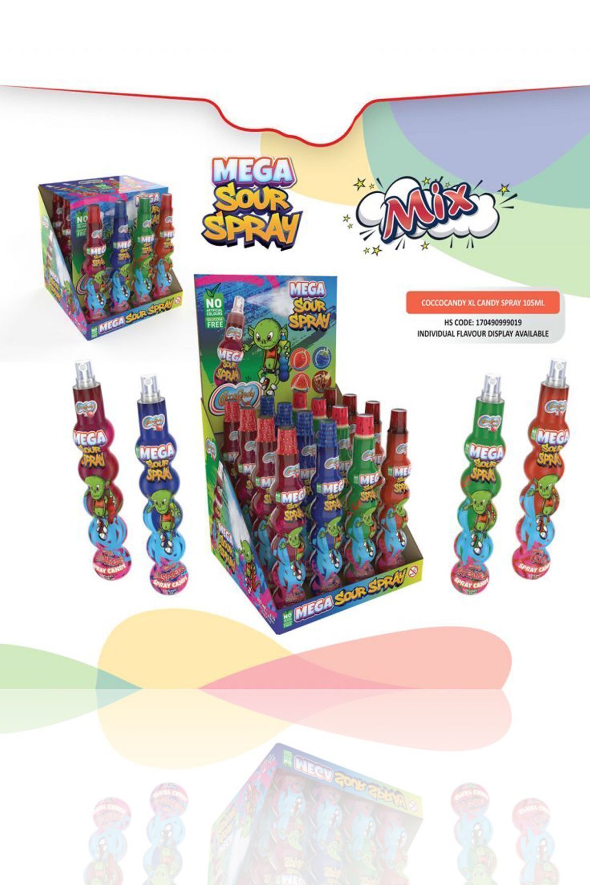 Pofika Mega Sour Sprey Candy Ekşi Şeker Karpuz,Kola,Çilek,Ahududu