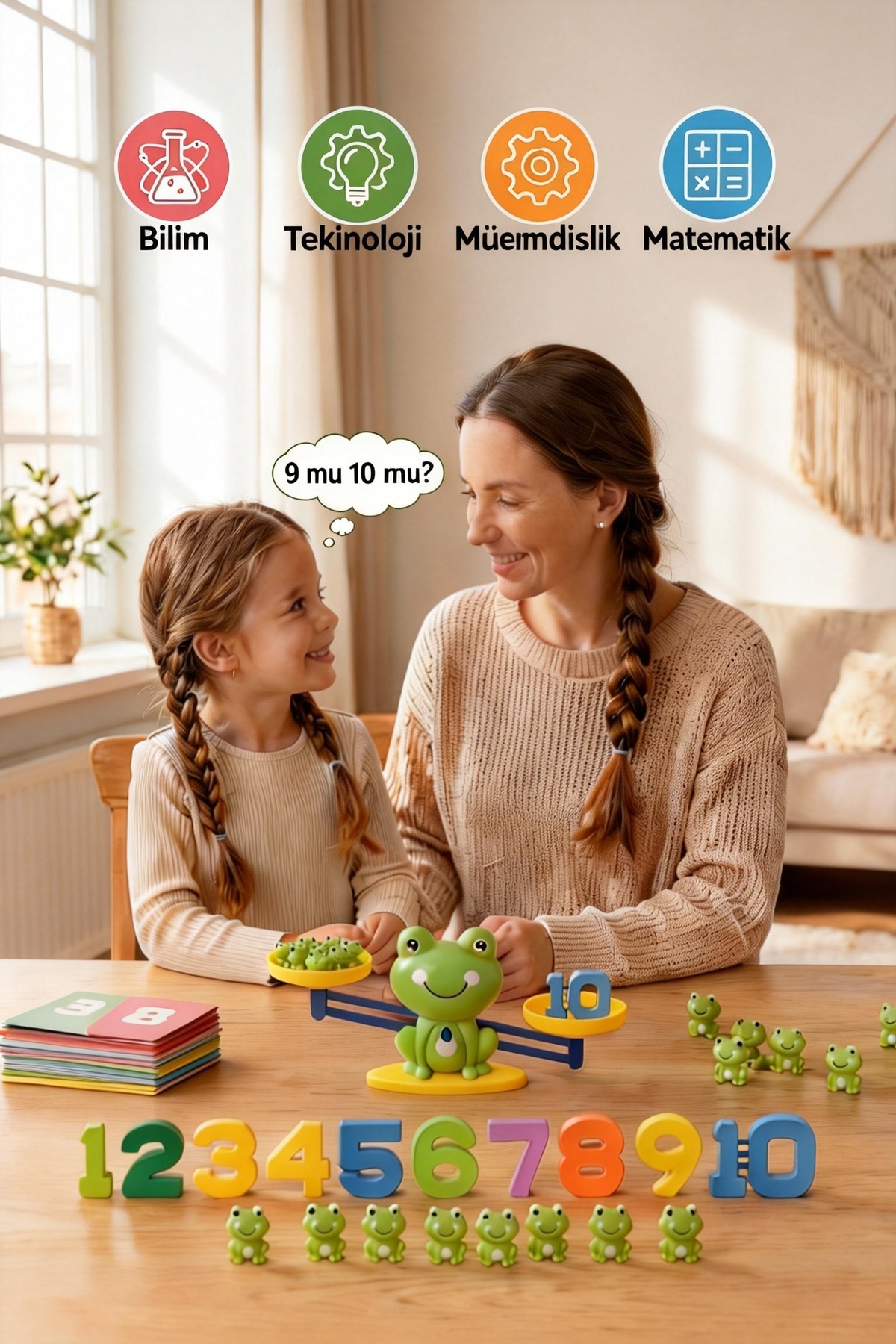 BBSKY Montessori Matematik Dengesi Kurbağalı Terazi - Eğitici Sayı Sayma ve Zeka Gelişim Oyunu fotoğrafı 2 (önizleme)