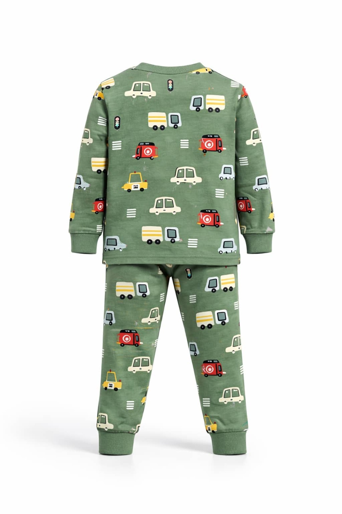 CQCQ Erkek Çocuk Arabalı Yeşil Pijama Takımı %100 Pamuklu fotoğrafı 2 (önizleme)