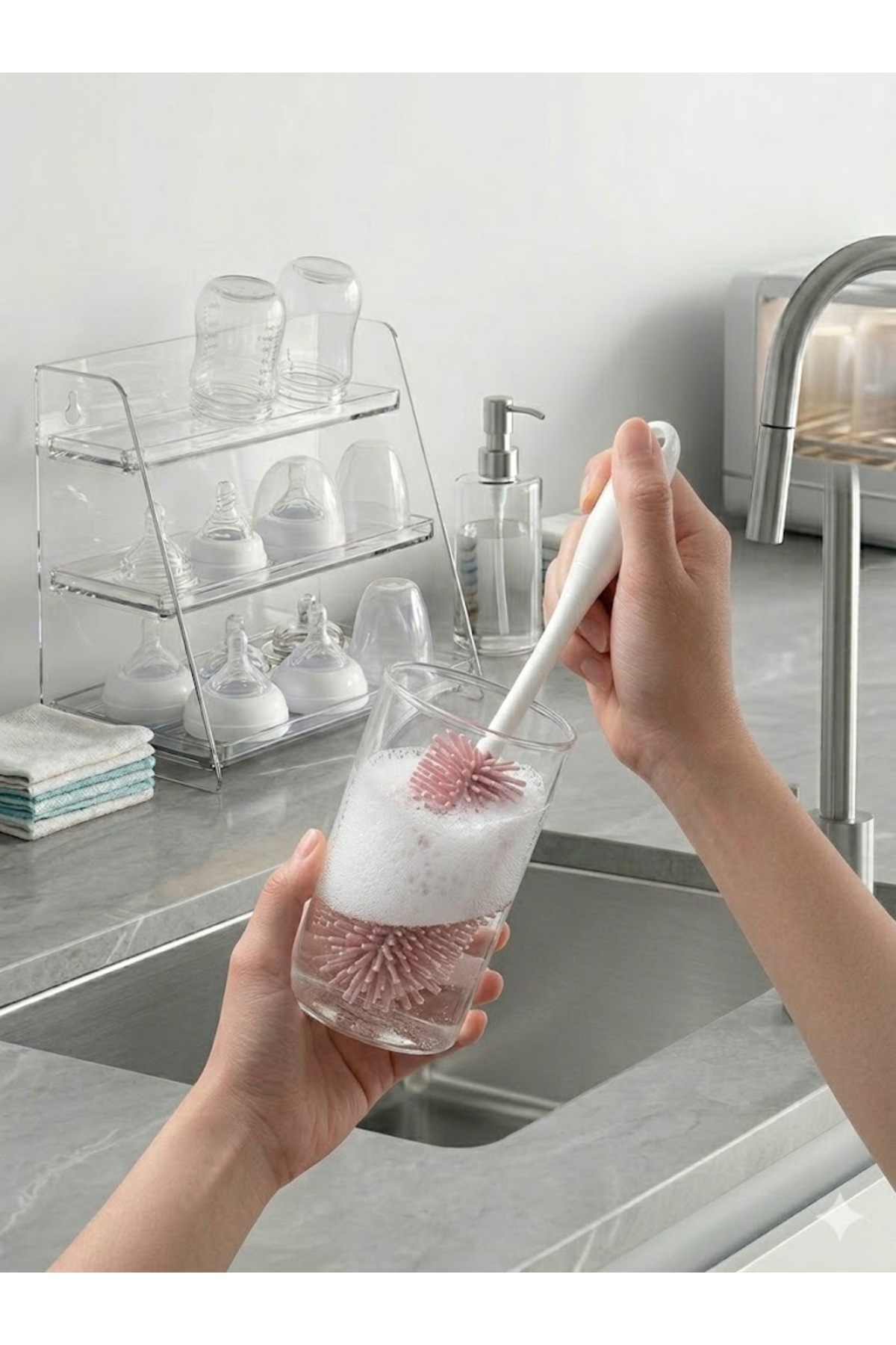 Raakmadezanmir Biberon,Silikon Süt Şişe, Bardak, Termos, Sürahi, Kavanoz, Kettle temizleme fırçası çok Fonksiyonlu fotoğrafı 6 (önizleme)