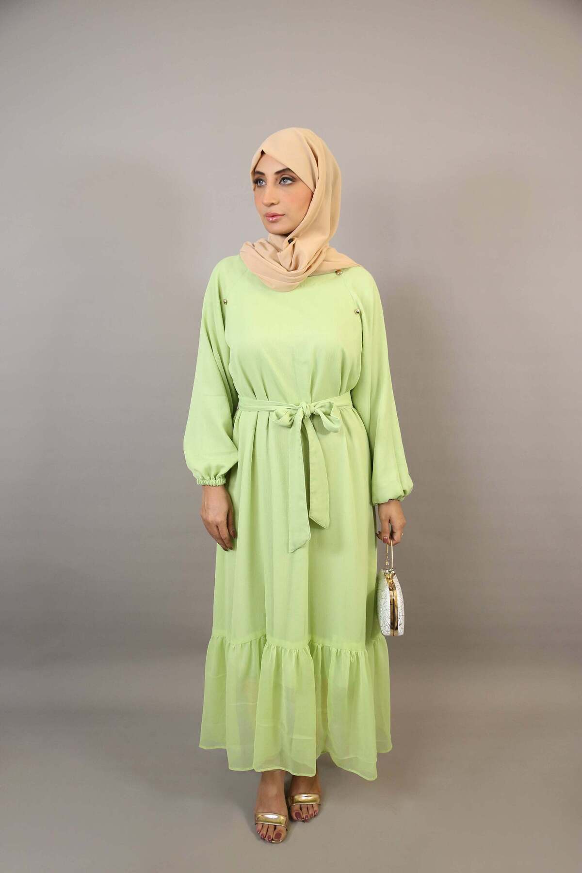Libas Lab Libas lab Shabi- Vibrant Chiffon Lined Maxi Dress with Button Detailing ...
