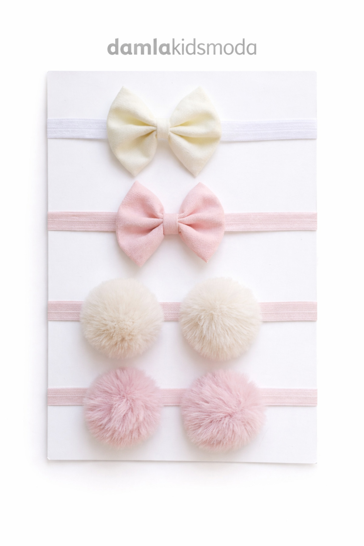 4-Piece Baby Bandana Set Bowknot and Pompom Headband Baby Girl