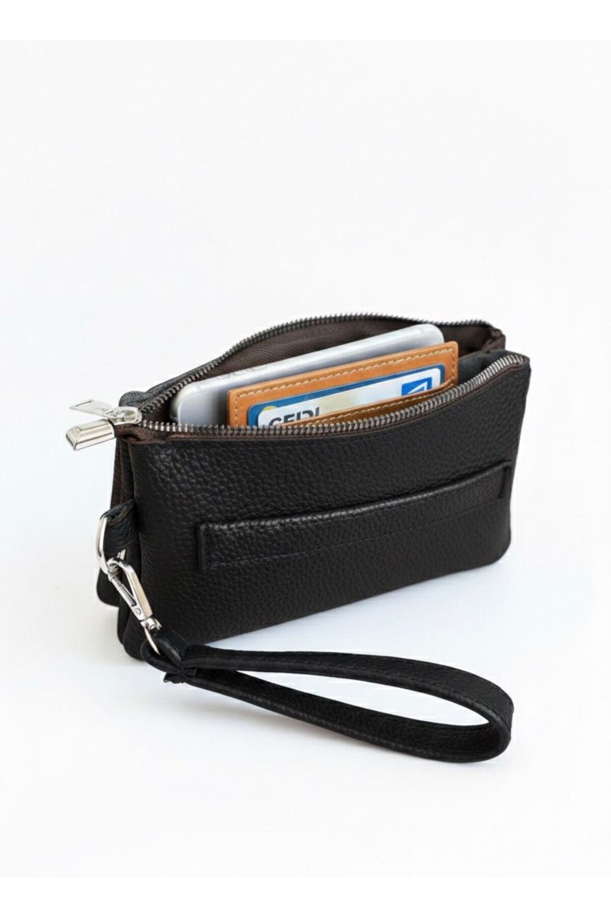 JR Boutique  Erkek El Çantası 3 Bölmeli Slim Portföy-Çıkarılabilir Askılı Suni Deri Clutch Cüzdan - Görsel 3