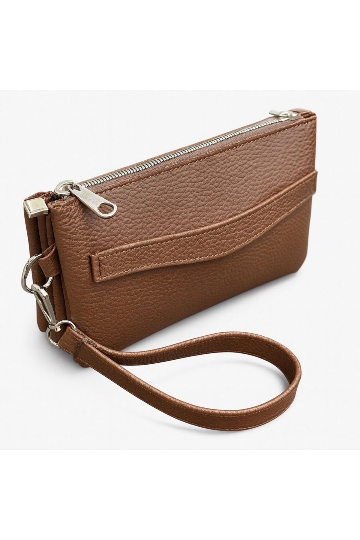 JR Boutique Erkek El Çantası 3 Bölmeli Slim Portföy-Çıkarılabilir Askılı Suni Deri Clutch Cüzdan görsel 2