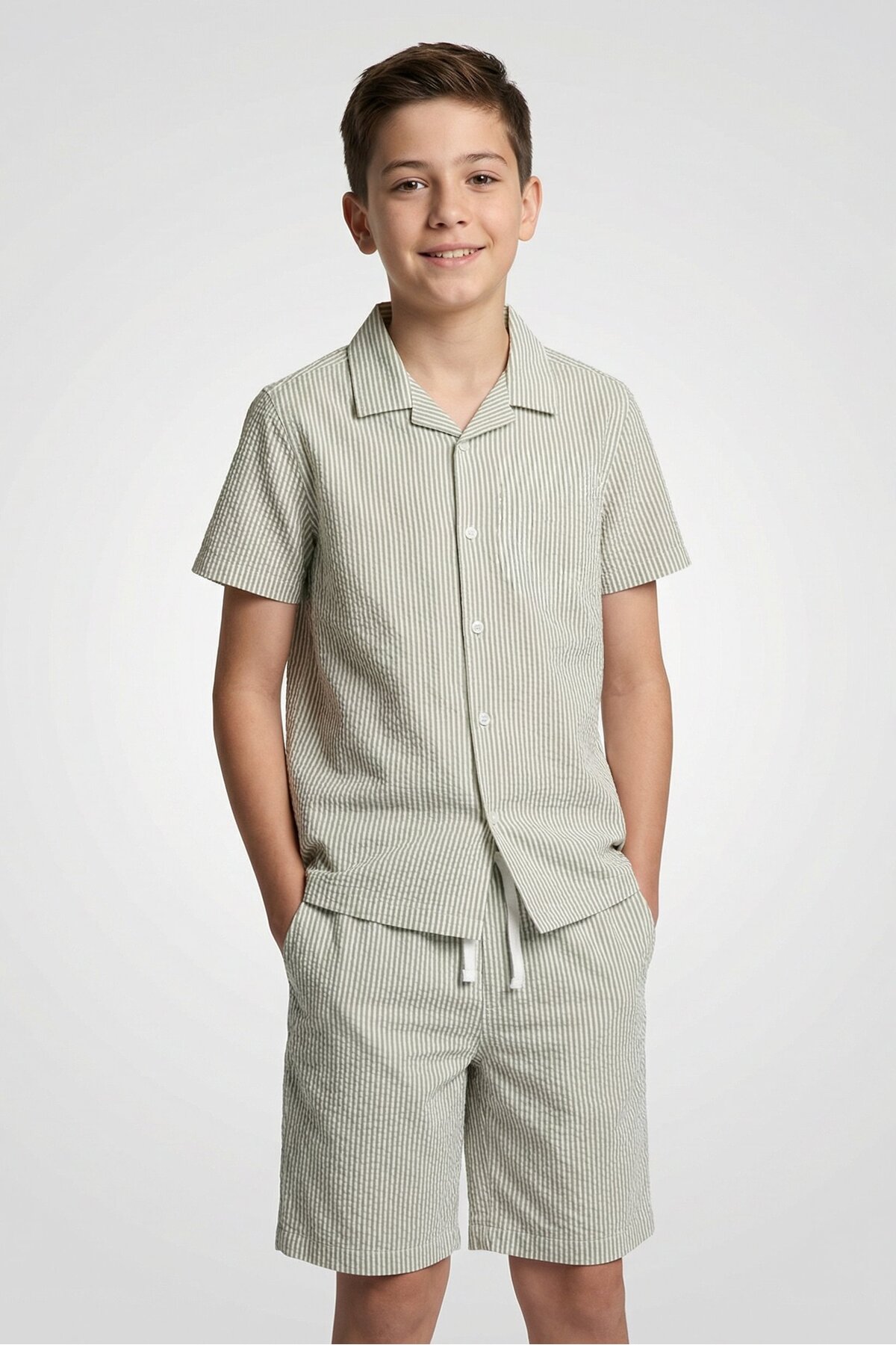 Aeropostale Kids Boy 2 Pieces Stripe Casual Shirt And Shorts Set, Multicolor