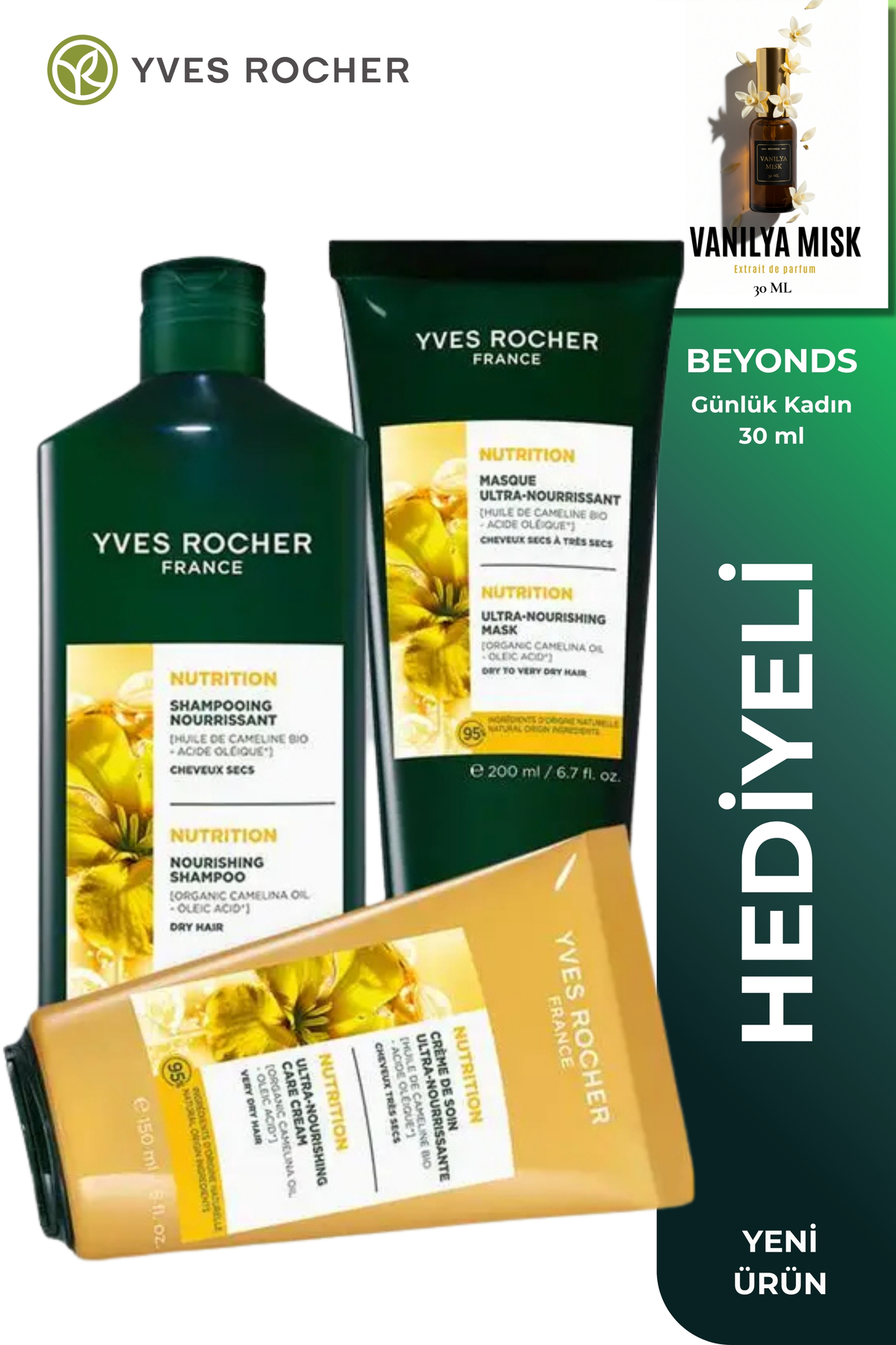 RB スキンケアセット Yves Rocher Kuru ve Çok Kuru Saçlar İçin Besleyici Prebiyotik