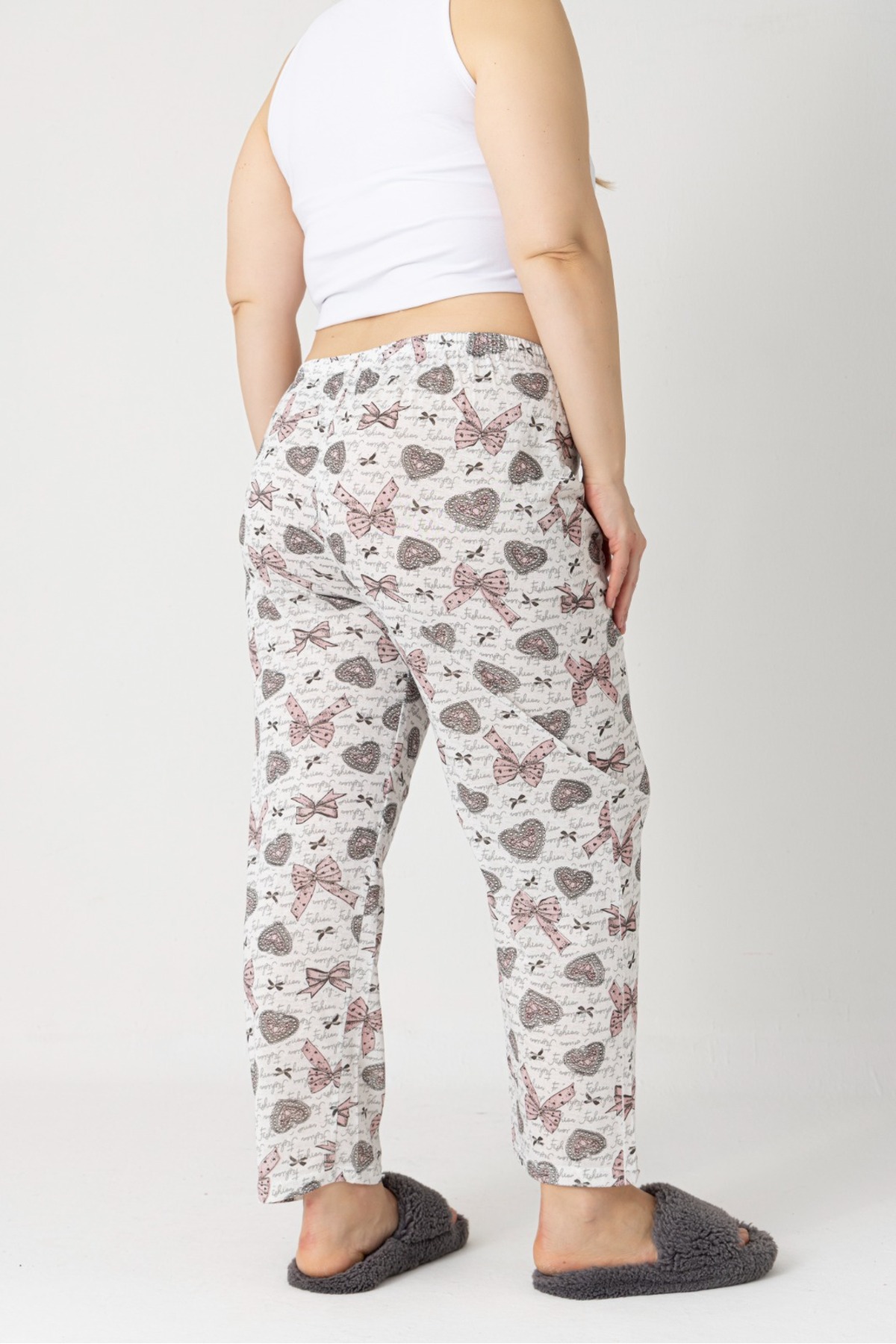 LOTTEBELLA  3Lü Paket Büyük Beden Pamuklu İnce Nefes Alabilen Kumaş Desenli Pijama Altı - Görsel 5