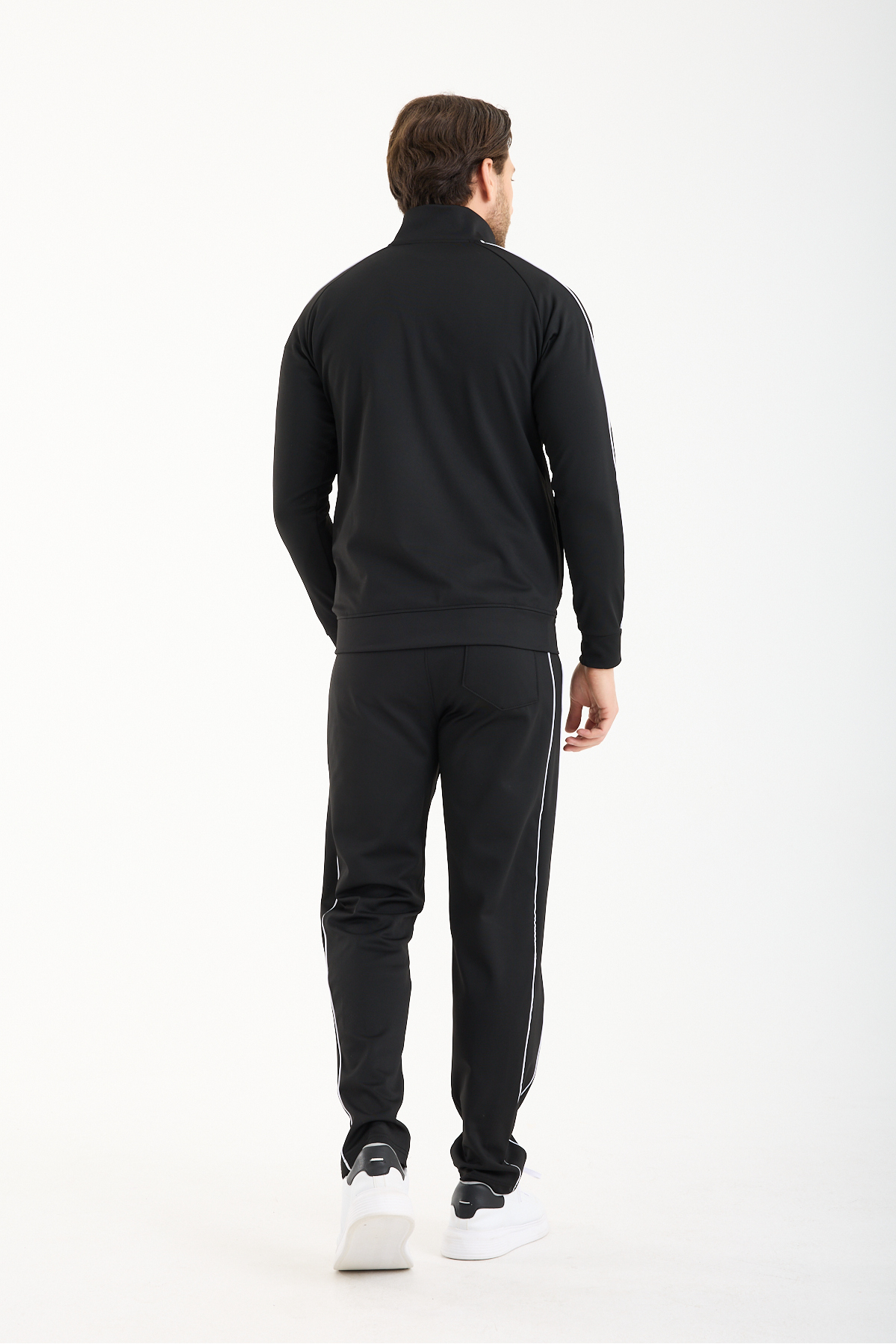 RDR-X  Erkek Siyah Şerit Detaylı Nakışlı Regular Fit Dalgıç Kumaş Eşofman Takımı - Görsel 9