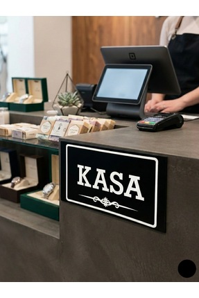 SAYILI COLLECTION Ahşap Dekoratif Kasa Tabelası Modern Kasa Levhası Cafe Rest...