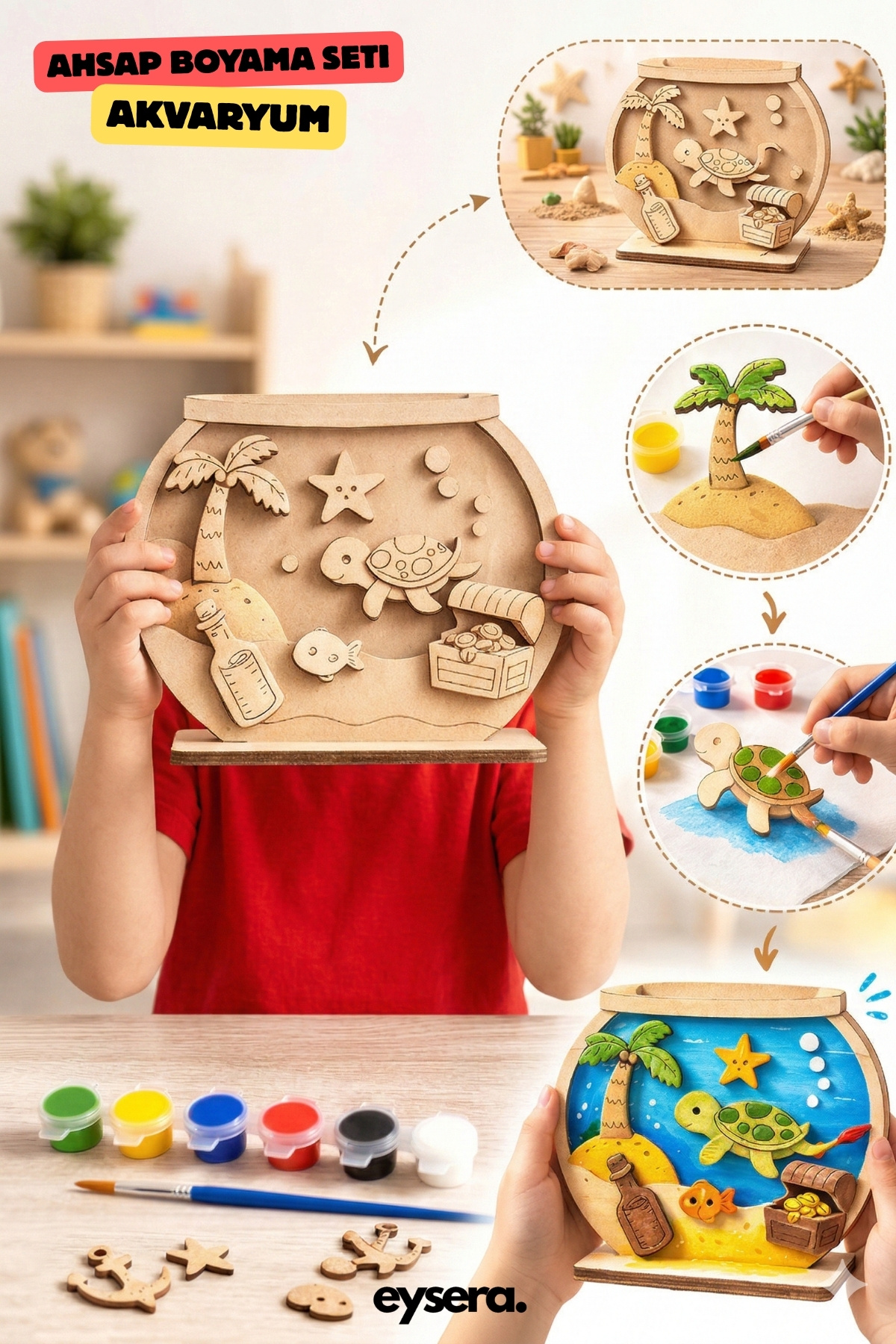 eysera Ahşap Boyama Seti, Akvaryum – Çocuk Aktivite & Hobi Oyuncak, Montessori, Eğtici Set fotoğrafı 4 (önizleme)