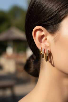 Aware Time Kararmaz Çelik Zirkon Taşlı 3'Lü Küpe