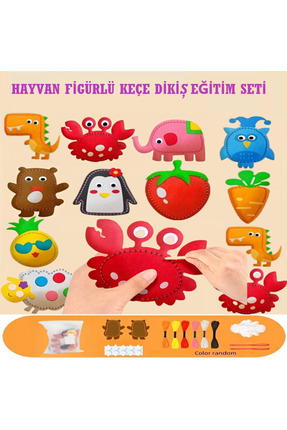 TİNEKE 12 Adet Çocuklar Için Kendin Yap Montessori Keçe Dikiş El Sanatları Se...