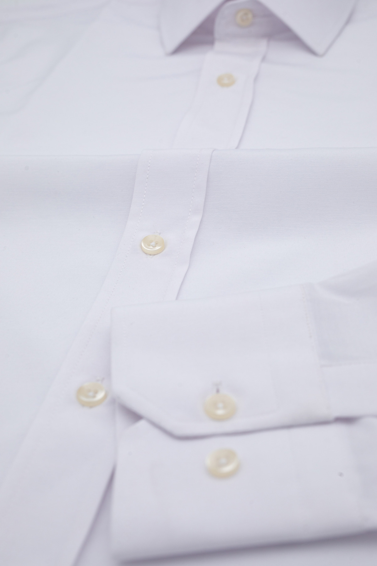 Erkek Oxford Gömlek Slim Fit Uzun Kollu — سفید OXF-01 — تصویر 4 از 5