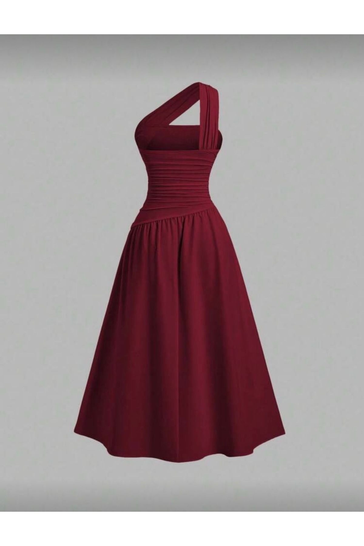 Dressco  Vanessa - Tek Kol Kalın Askılı Drapeli Maxi Elbise - Görsel 2