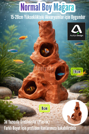 açelya3d 3D Dekor Akvaryum Mağarası 14x8 cm – Beta, Lepistes, Japon Balığı Sa...