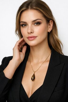 Solare Accessories Kaplan Gözü Doğal Taş Damla Kolye – Özgüven & Denge Enerjisi