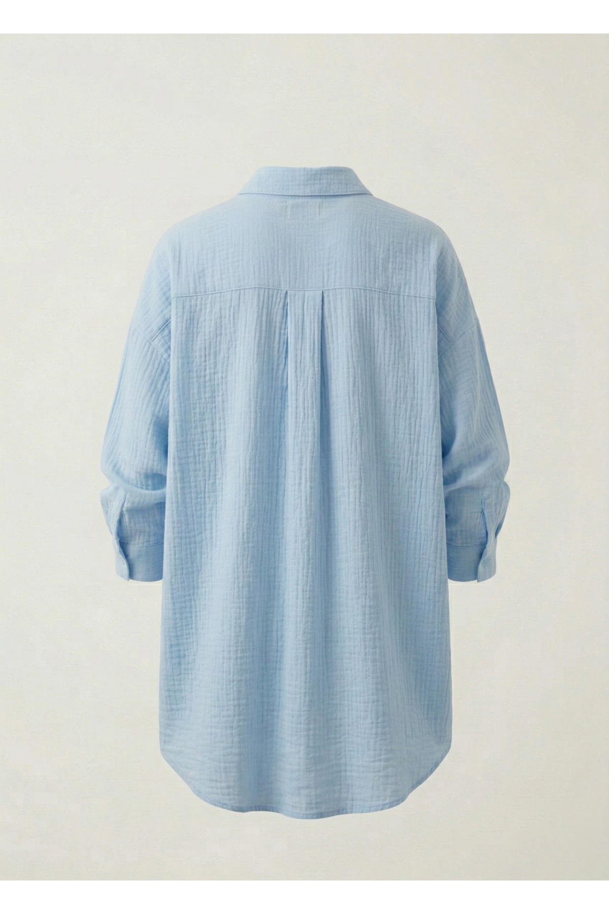 Massilayda  Uzun Kollu Oversize Müslin Kumaş Gömlek - Görsel 4